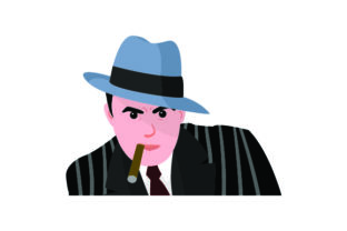 Download Vintage Retro Illustration of 1940's Gangster (shoulder Up) - 1940 Collection