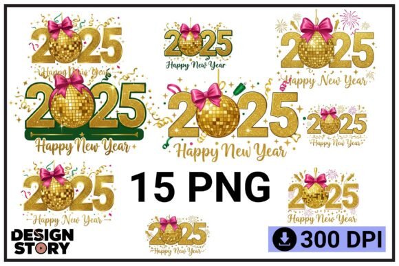 Download 2025 Happy New Year Gold Disco Ball - 2025 Collection
