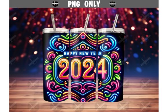 Download Neon 2024 Skinny Tumbler Wrap PNG Design - 2024 Collection