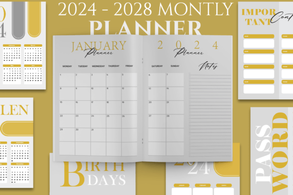 Download Five Year Monthly Planner 2024-2028 - 2024 Collection