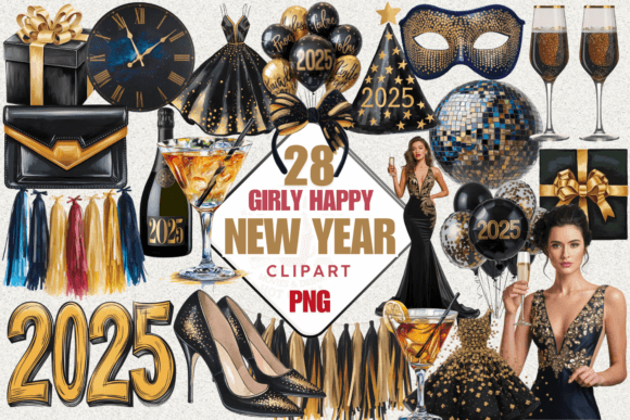 Download Girly Happy New Year Clipart Png, 2025 - 2025 Collection